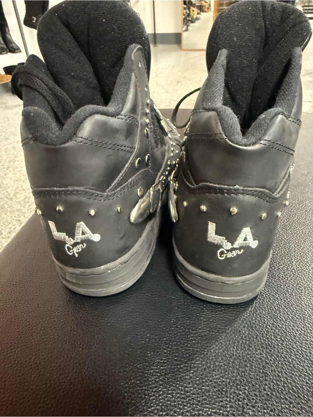 L.A. Gear Black Studded High-Top Sneakers with Silver Accents - Picture 4 of 4